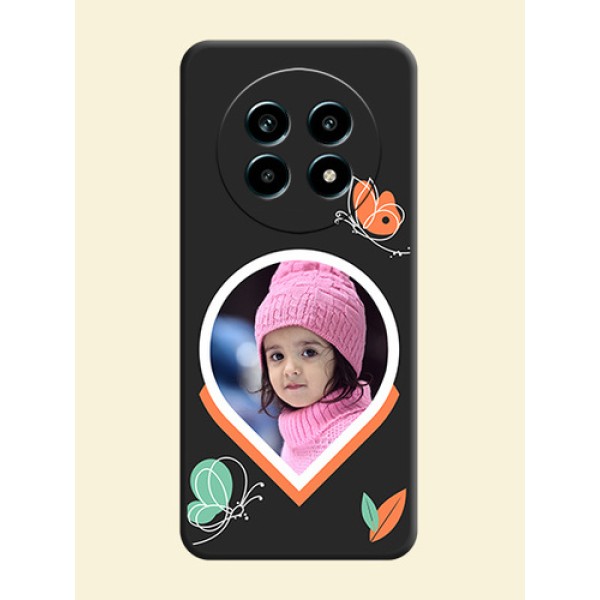 Upload Pic With Simple Butterly Design On Space Black Custom Soft Matte Mobile Back Cover - Realme 14 Pro Lite 5G Upload Pic With Simple Butterly Design On Space Black Custom Soft Matte Mobile Back Cover - Realme 14 Pro Lite 5G