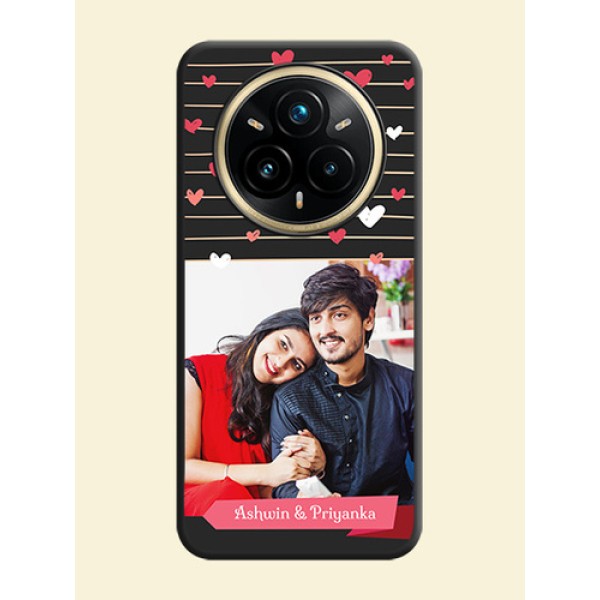 Love Pattern with Name on Pink Ribbon on Photo On Space Black Custom Soft Matte Mobile Back Cover - Realme 14 Pro Plus 5G Love Pattern with Name on Pink Ribbon on Photo On Space Black Custom Soft Matte Mobile Back Cover - Realme 14 Pro Plus 5G
