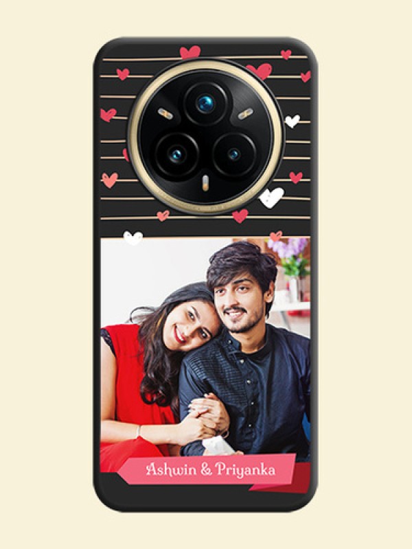 Love Pattern with Name on Pink Ribbon on Photo On Space Black Custom Soft Matte Mobile Back Cover - Realme 14 Pro Plus 5G