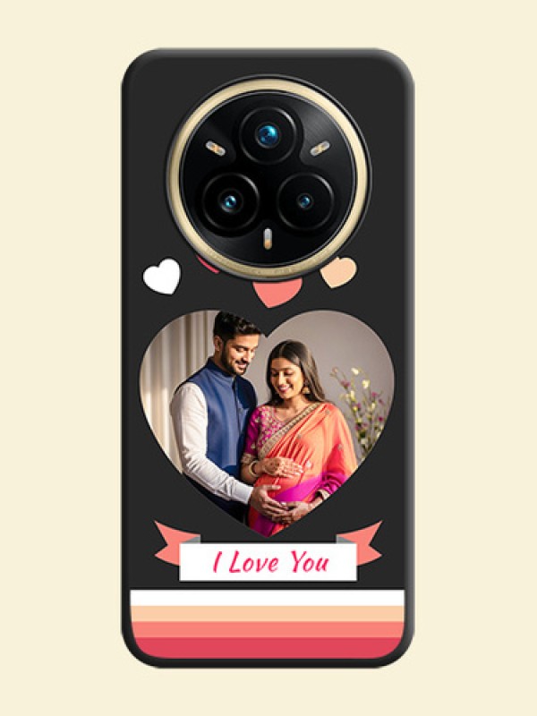 Love Shaped Photo with Colorful Stripes On Space Black Custom Soft Matte Mobile Back Cover - Realme 14 Pro Plus 5G