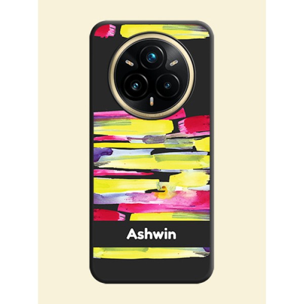 Brush Coloured On Space Black Custom Soft Matte Mobile Back Cover - Realme 14 Pro Plus 5G Brush Coloured On Space Black Custom Soft Matte Mobile Back Cover - Realme 14 Pro Plus 5G
