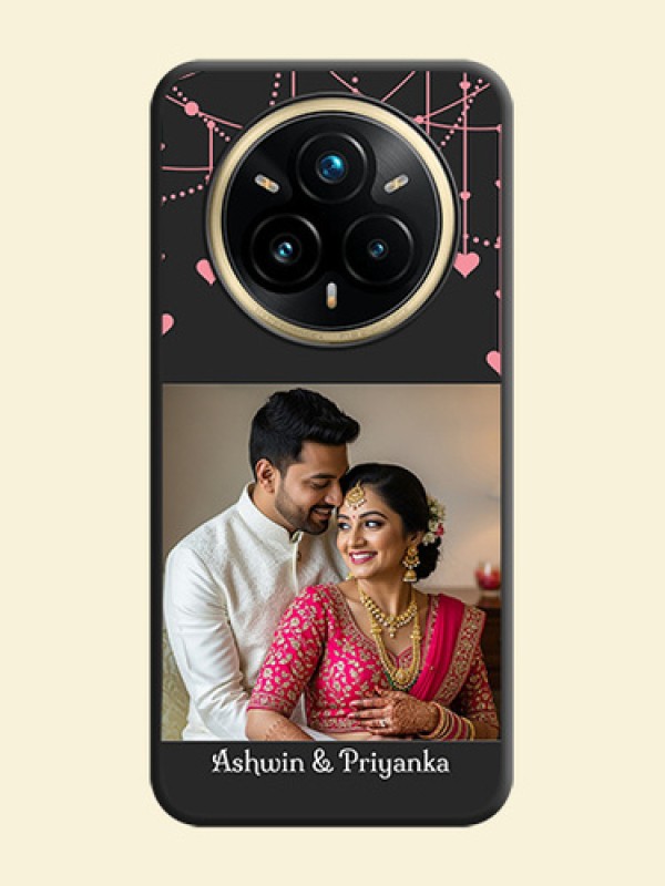 Pink Love Hangings with Text On Space Black Custom Soft Matte Mobile Back Cover - Realme 14 Pro Plus 5G