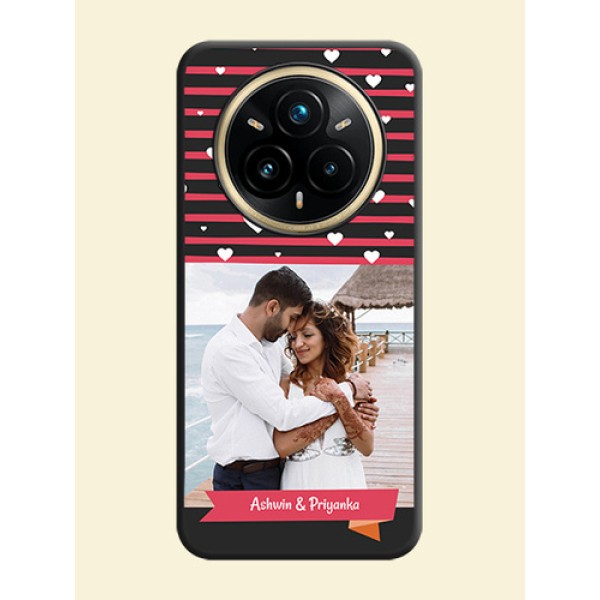 White Color Love Symbols with Pink Lines Pattern On Space Black Custom Soft Matte Mobile Back Cover - Realme 14 Pro Plus 5G White Color Love Symbols with Pink Lines Pattern On Space Black Custom Soft Matte Mobile Back Cover - Realme 14 Pro Plus 5G
