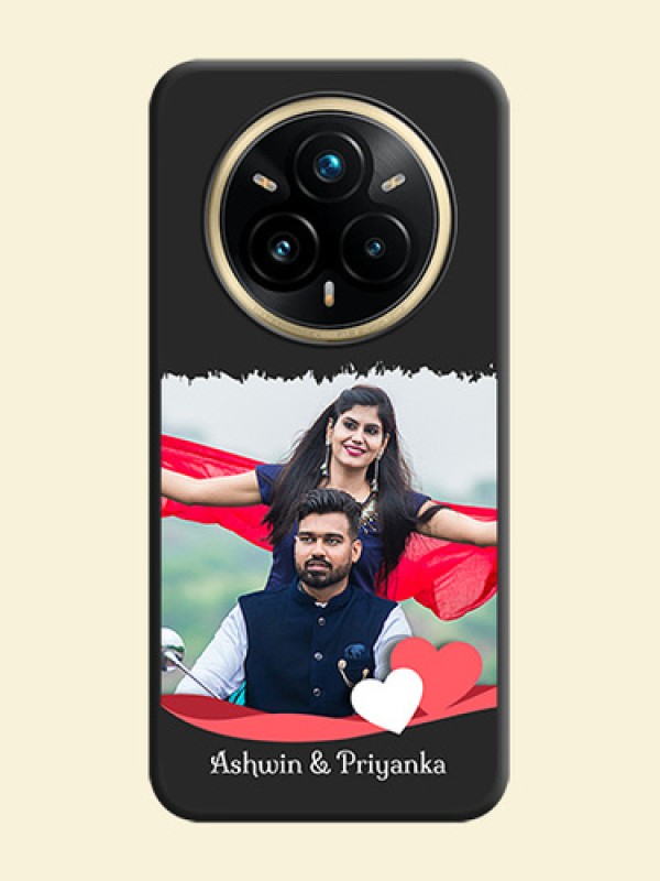 Pin Color Love Shaped Ribbon Design with Text On Space Black Custom Soft Matte Mobile Back Cover - Realme 14 Pro Plus 5G