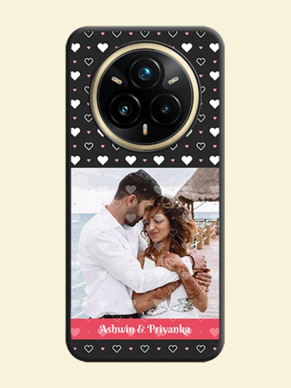 White Color Love Symbols with Text Design on Photo On Space Black Custom Soft Matte Mobile Back Cover - Realme 14 Pro Plus 5G