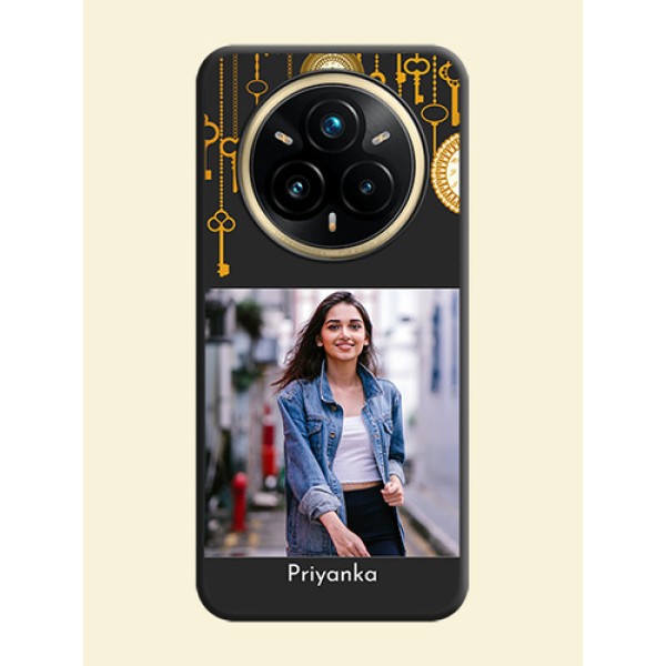 Decorative Design with Text On Space Black Custom Soft Matte Mobile Back Cover - Realme 14 Pro Plus 5G Decorative Design with Text On Space Black Custom Soft Matte Mobile Back Cover - Realme 14 Pro Plus 5G