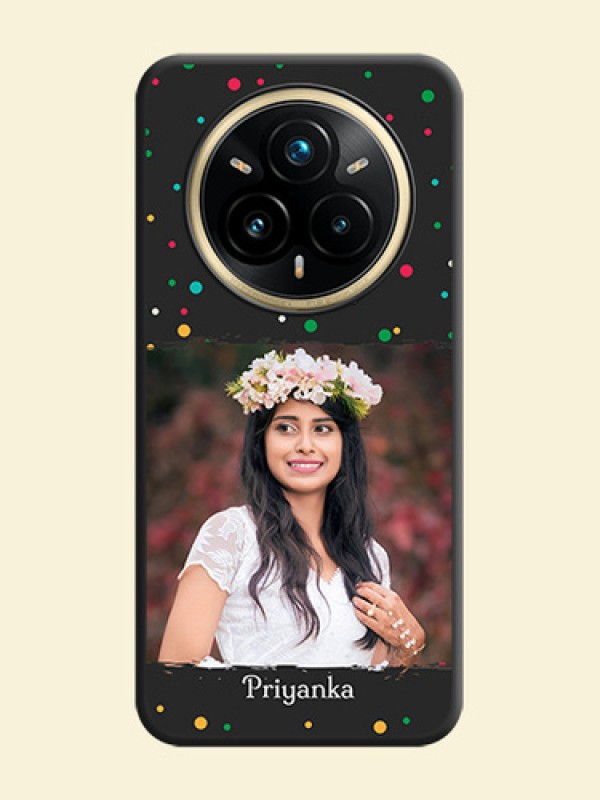 Multicolor Dotted Pattern with Text On Space Black Custom Soft Matte Mobile Back Cover - Realme 14 Pro Plus 5G