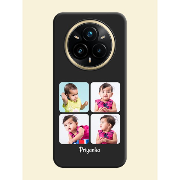 Floral Art with 6 Image Holder on Photo On Space Black Custom Soft Matte Mobile Back Cover - Realme 14 Pro Plus 5G Floral Art with 6 Image Holder on Photo On Space Black Custom Soft Matte Mobile Back Cover - Realme 14 Pro Plus 5G