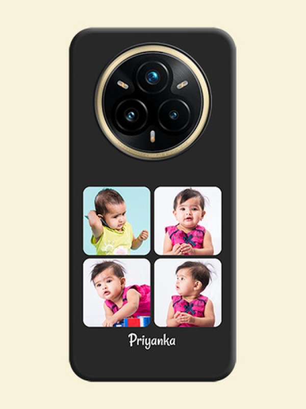 Floral Art with 6 Image Holder on Photo On Space Black Custom Soft Matte Mobile Back Cover - Realme 14 Pro Plus 5G