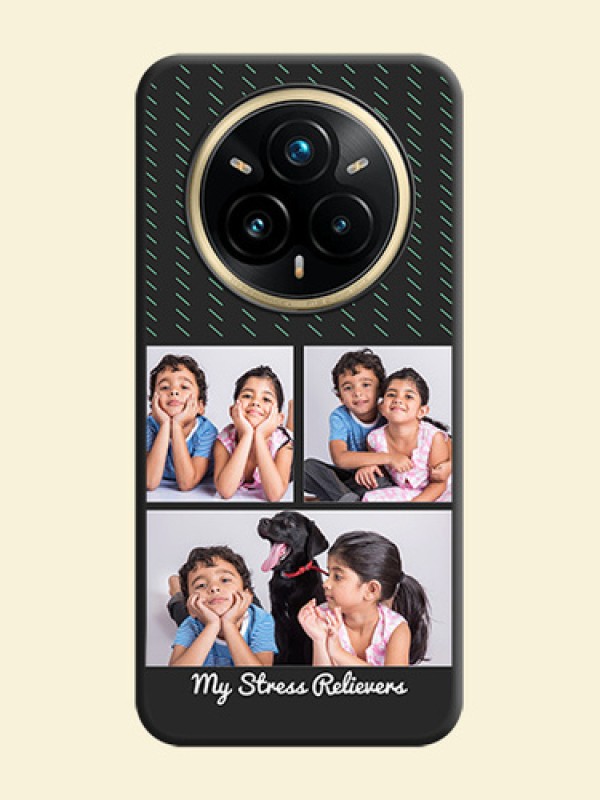 Cross Dotted Pattern with 2 Image Holder On Space Black Custom Soft Matte Mobile Back Cover - Realme 14 Pro Plus 5G