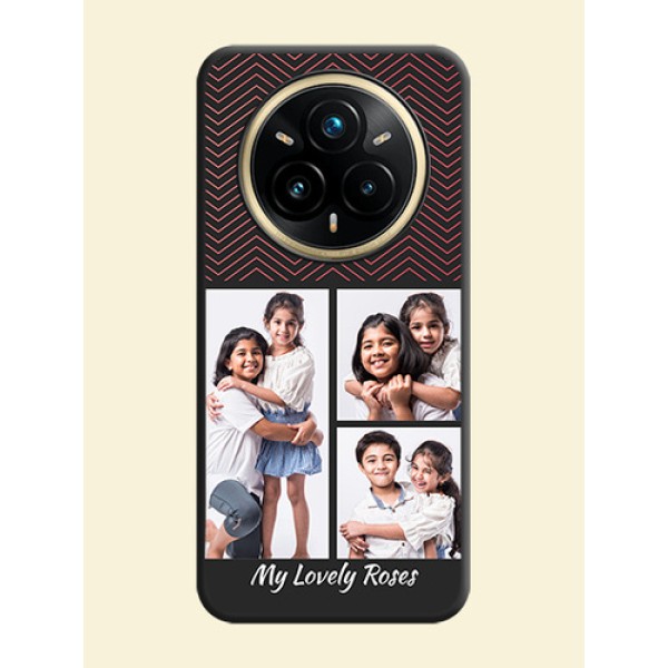 Wave Pattern with 3 Image Holder On Space Black Custom Soft Matte Mobile Back Cover - Realme 14 Pro Plus 5G