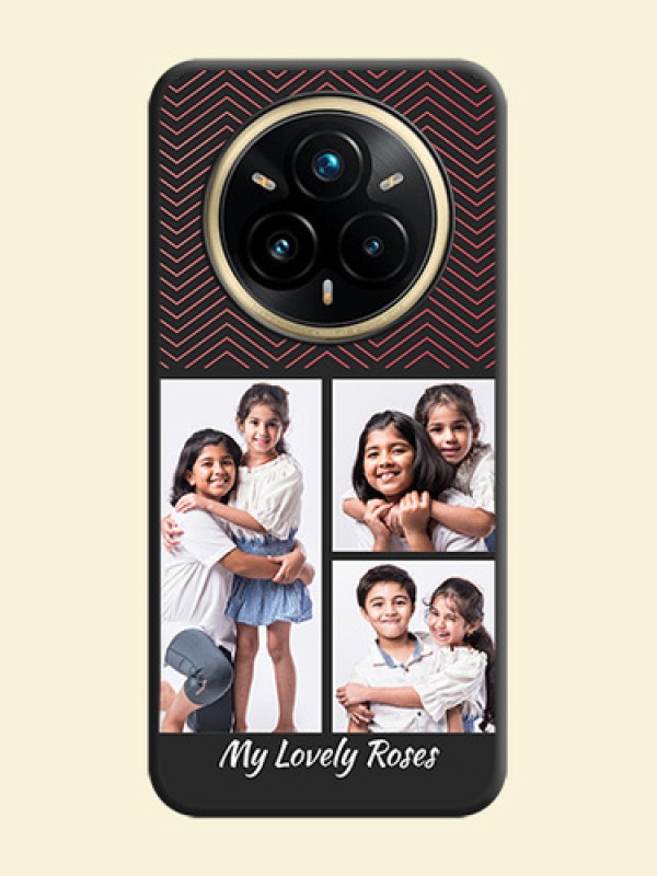 Wave Pattern with 3 Image Holder On Space Black Custom Soft Matte Mobile Back Cover - Realme 14 Pro Plus 5G