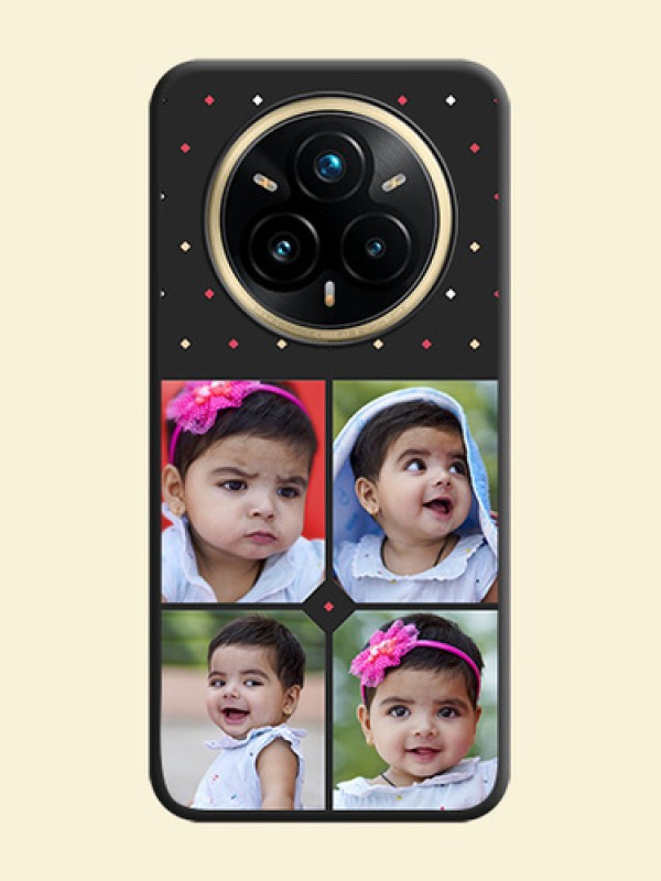 Multicolor Dotted Pattern with 4 Image Holder On Space Black Custom Soft Matte Mobile Back Cover - Realme 14 Pro Plus 5G