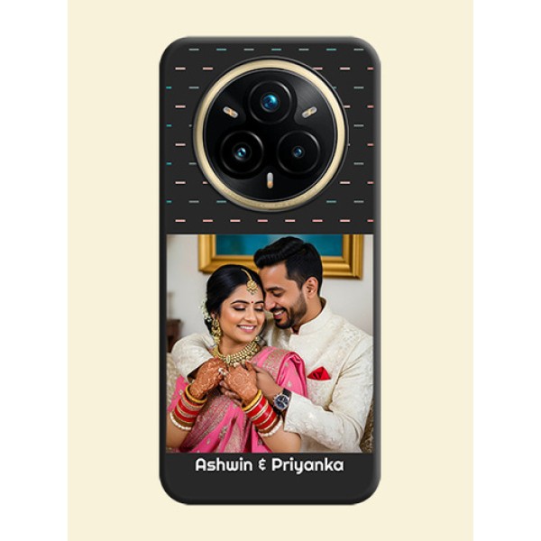 Line Pattern Design with Text On Space Black Custom Soft Matte Mobile Back Cover - Realme 14 Pro Plus 5G