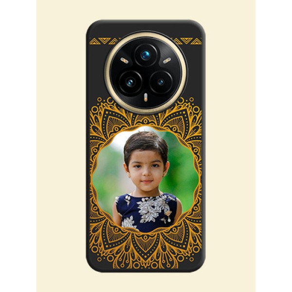 Round Image with Floral Design On Space Black Custom Soft Matte Mobile Back Cover - Realme 14 Pro Plus 5G Round Image with Floral Design On Space Black Custom Soft Matte Mobile Back Cover - Realme 14 Pro Plus 5G