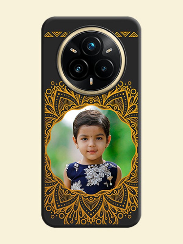 Round Image with Floral Design On Space Black Custom Soft Matte Mobile Back Cover - Realme 14 Pro Plus 5G