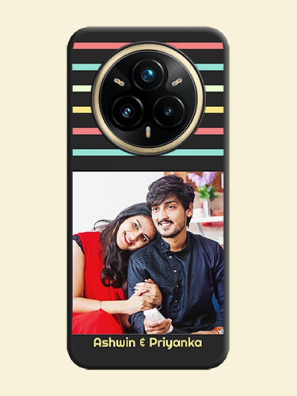 Color Stripes with Photo and Text on Photo On Space Black Custom Soft Matte Mobile Back Cover - Realme 14 Pro Plus 5G