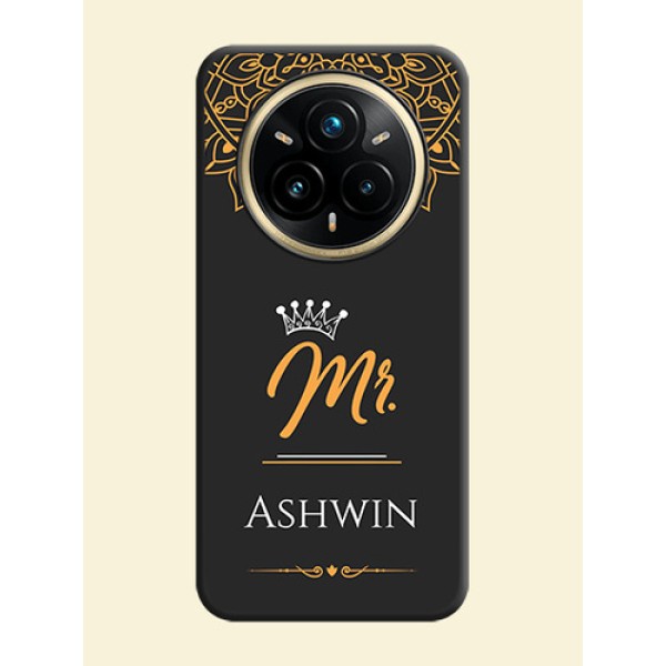 Mr Name with Floral Design On Space Black Custom Soft Matte Mobile Back Cover - Realme 14 Pro Plus 5G Mr Name with Floral Design On Space Black Custom Soft Matte Mobile Back Cover - Realme 14 Pro Plus 5G