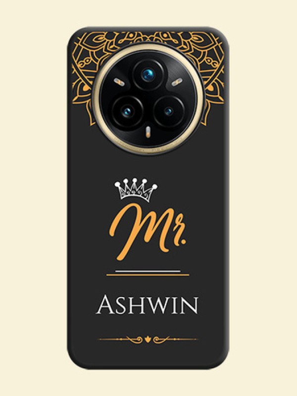 Mr Name with Floral Design On Space Black Custom Soft Matte Mobile Back Cover - Realme 14 Pro Plus 5G