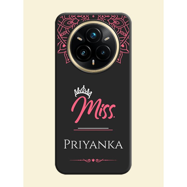 Mrs Name with Floral Design On Space Black Custom Soft Matte Mobile Back Cover - Realme 14 Pro Plus 5G Mrs Name with Floral Design On Space Black Custom Soft Matte Mobile Back Cover - Realme 14 Pro Plus 5G