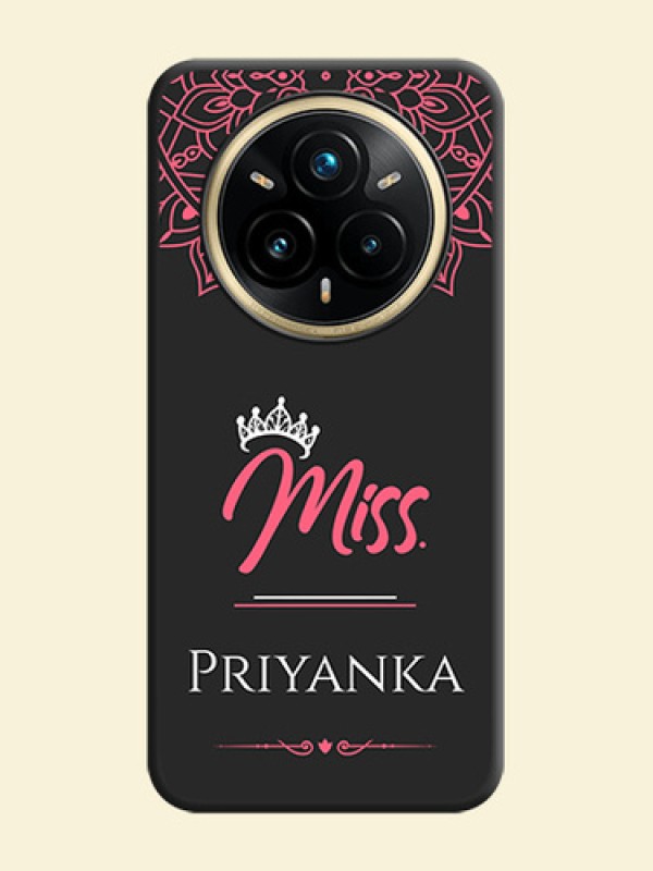 Mrs Name with Floral Design On Space Black Custom Soft Matte Mobile Back Cover - Realme 14 Pro Plus 5G