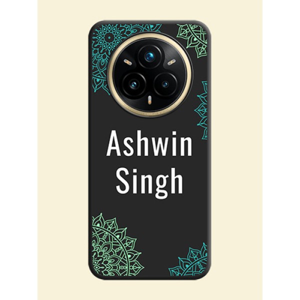 Your Name with Floral Design On Space Black Custom Soft Matte Mobile Back Cover - Realme 14 Pro Plus 5G Your Name with Floral Design On Space Black Custom Soft Matte Mobile Back Cover - Realme 14 Pro Plus 5G