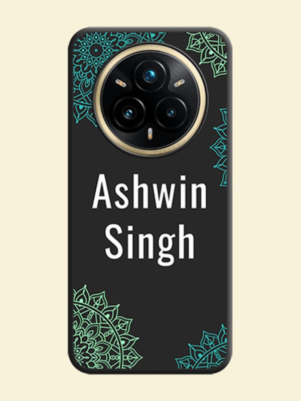 Your Name with Floral Design On Space Black Custom Soft Matte Mobile Back Cover - Realme 14 Pro Plus 5G