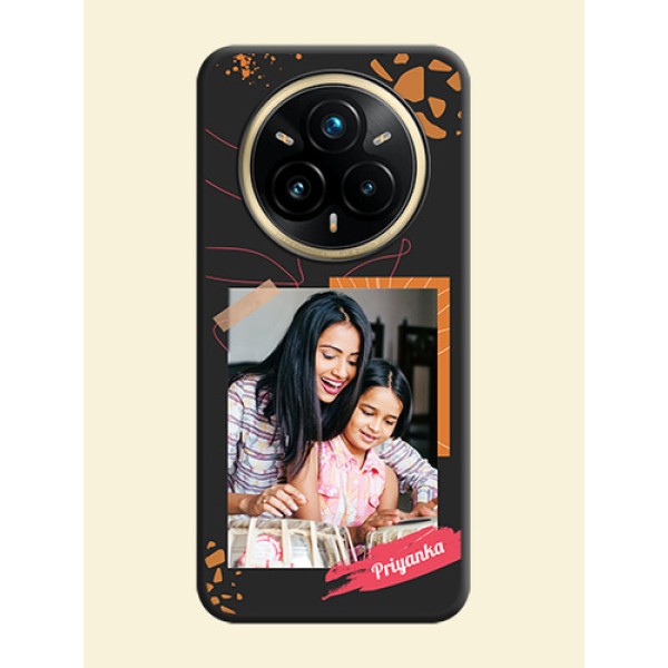 Orange Photo Frame On Space Black Custom Soft Matte Mobile Back Cover - Realme 14 Pro Plus 5G Orange Photo Frame On Space Black Custom Soft Matte Mobile Back Cover - Realme 14 Pro Plus 5G