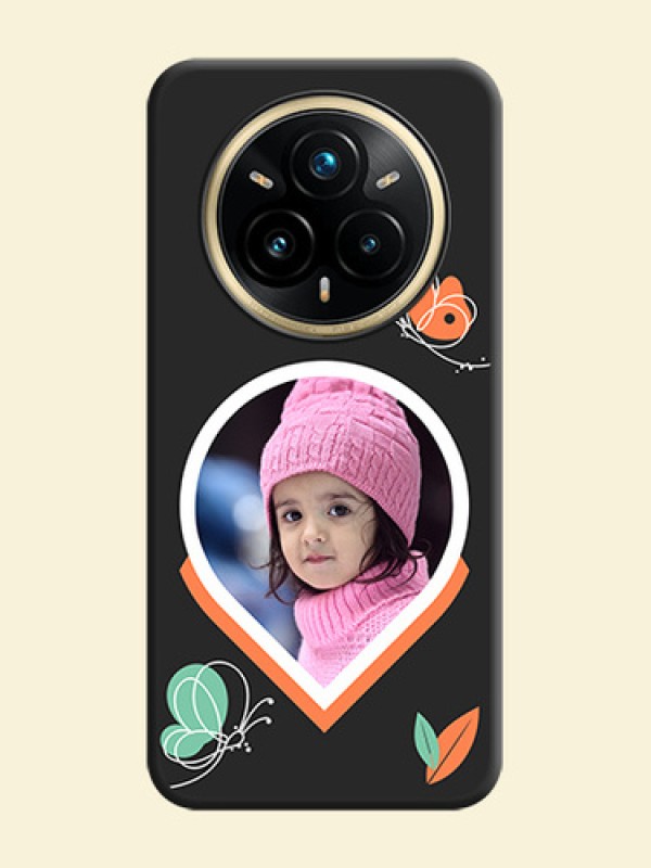 Upload Pic With Simple Butterly Design On Space Black Custom Soft Matte Mobile Back Cover - Realme 14 Pro Plus 5G