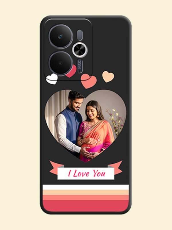 Love Shaped Photo with Colorful Stripes On Space Black Custom Soft Matte Mobile Back Cover - Realme 14T 5G