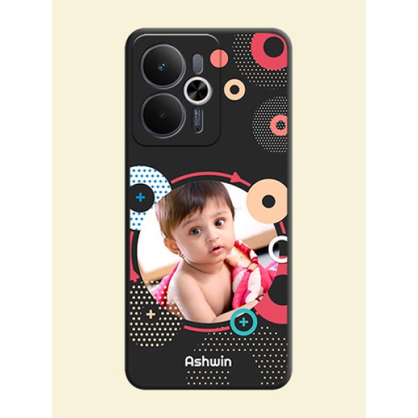 Multicoloured Round Image On Space Black Custom Soft Matte Mobile Back Cover - Realme 14T 5G Multicoloured Round Image On Space Black Custom Soft Matte Mobile Back Cover - Realme 14T 5G