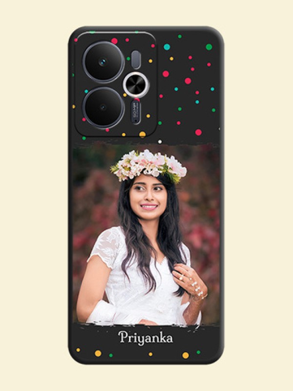 Multicolor Dotted Pattern with Text On Space Black Custom Soft Matte Mobile Back Cover - Realme 14T 5G