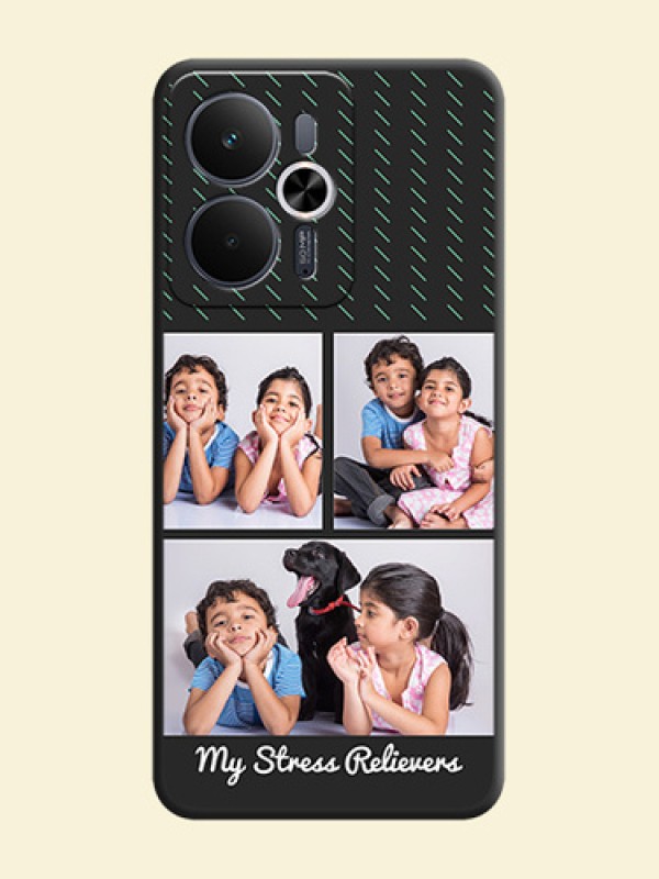 Cross Dotted Pattern with 2 Image Holder On Space Black Custom Soft Matte Mobile Back Cover - Realme 14T 5G