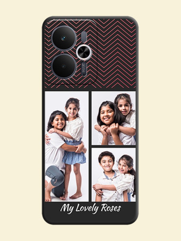 Wave Pattern with 3 Image Holder On Space Black Custom Soft Matte Mobile Back Cover - Realme 14T 5G