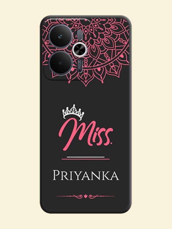Mrs Name with Floral Design On Space Black Custom Soft Matte Mobile Back Cover - Realme 14T 5G