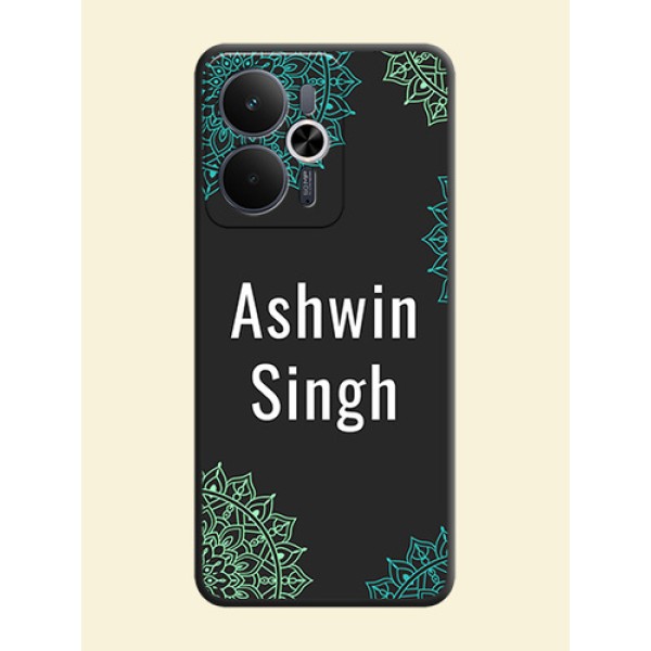 Your Name with Floral Design On Space Black Custom Soft Matte Mobile Back Cover - Realme 14T 5G Your Name with Floral Design On Space Black Custom Soft Matte Mobile Back Cover - Realme 14T 5G