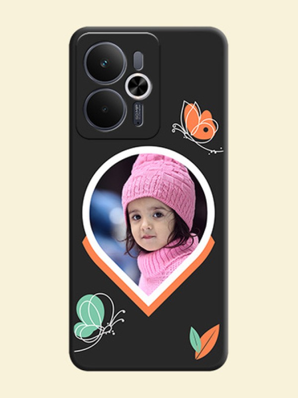 Upload Pic With Simple Butterly Design On Space Black Custom Soft Matte Mobile Back Cover - Realme 14T 5G