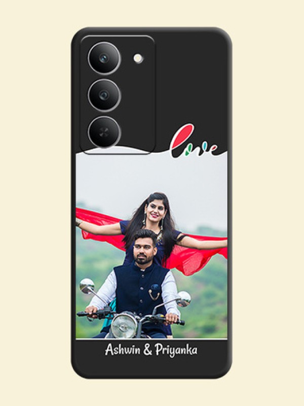 Fall in Love Pattern with Picture on Photo On Space Black Custom Soft Matte Mobile Back Cover - Realme 14x 5G