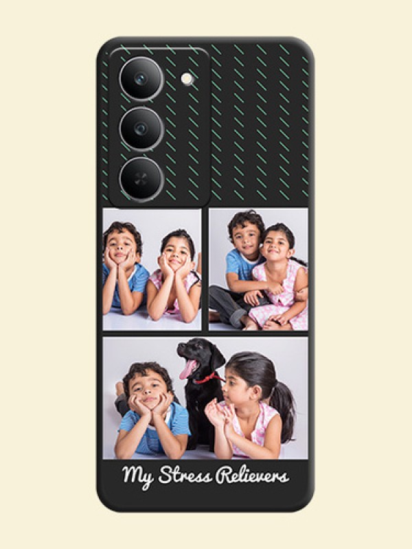 Cross Dotted Pattern with 2 Image Holder On Space Black Custom Soft Matte Mobile Back Cover - Realme 14x 5G