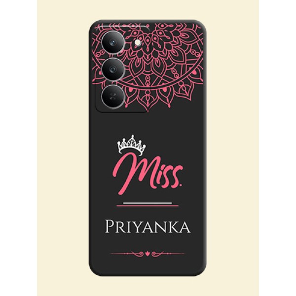 Mrs Name with Floral Design On Space Black Custom Soft Matte Mobile Back Cover - Realme 14x 5G Mrs Name with Floral Design On Space Black Custom Soft Matte Mobile Back Cover - Realme 14x 5G