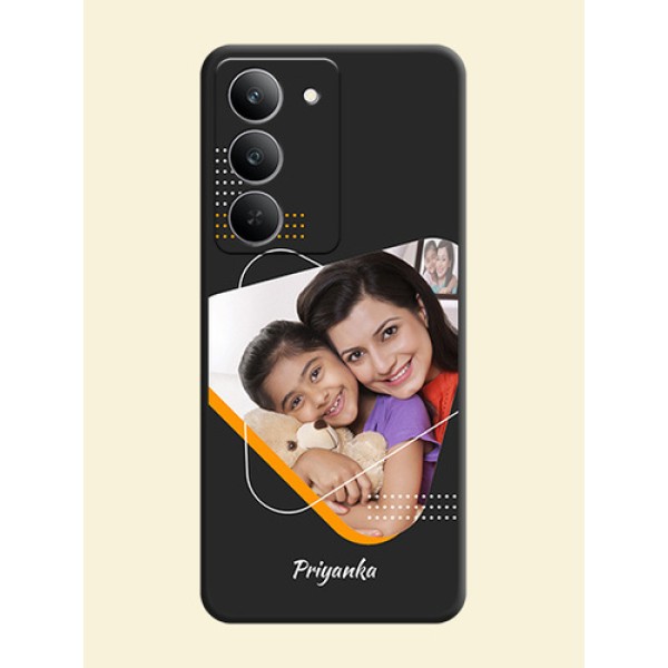 Yellow Triangle on Photo On Space Black Custom Soft Matte Mobile Back Cover - Realme 14x 5G Yellow Triangle on Photo On Space Black Custom Soft Matte Mobile Back Cover - Realme 14x 5G