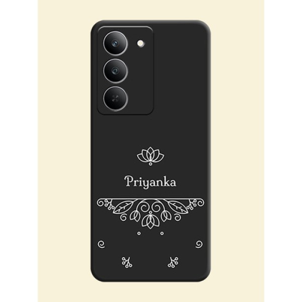 Lotus Garden Custom Text On Space Black Custom Soft Matte Mobile Back Cover - Realme 14x 5G Lotus Garden Custom Text On Space Black Custom Soft Matte Mobile Back Cover - Realme 14x 5G