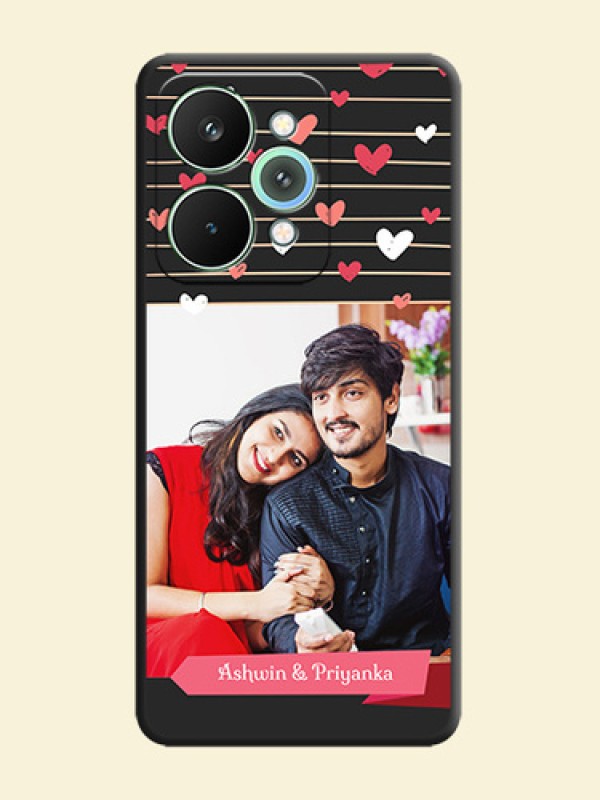 Love Pattern with Name on Pink Ribbon on Photo On Space Black Custom Soft Matte Mobile Back Cover - Realme 15 5G