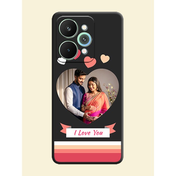 Love Shaped Photo with Colorful Stripes On Space Black Custom Soft Matte Mobile Back Cover - Realme 15 5G Love Shaped Photo with Colorful Stripes On Space Black Custom Soft Matte Mobile Back Cover - Realme 15 5G
