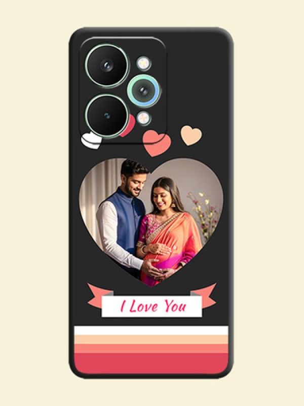 Love Shaped Photo with Colorful Stripes On Space Black Custom Soft Matte Mobile Back Cover - Realme 15 5G