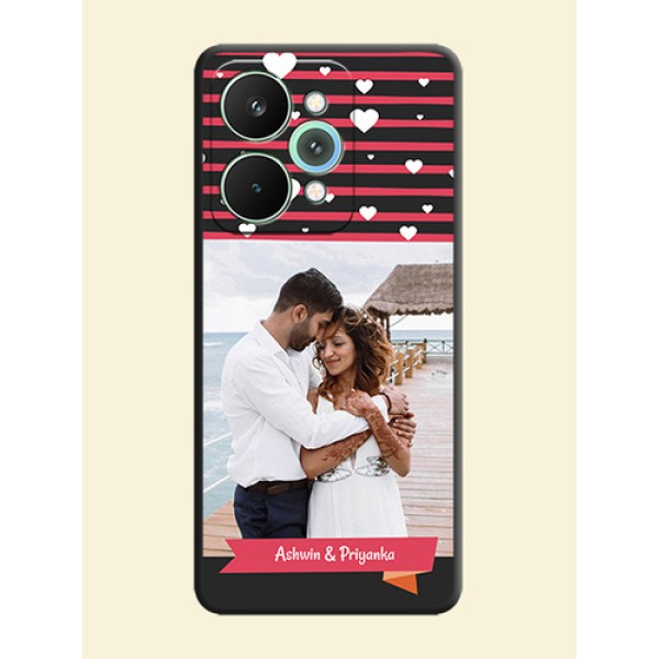 White Color Love Symbols with Pink Lines Pattern On Space Black Custom Soft Matte Mobile Back Cover - Realme 15 5G White Color Love Symbols with Pink Lines Pattern On Space Black Custom Soft Matte Mobile Back Cover - Realme 15 5G
