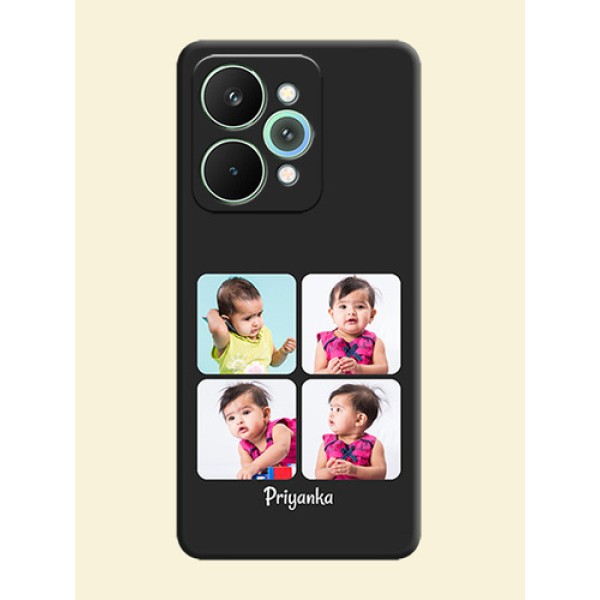 Floral Art with 6 Image Holder on Photo On Space Black Custom Soft Matte Mobile Back Cover - Realme 15 5G Floral Art with 6 Image Holder on Photo On Space Black Custom Soft Matte Mobile Back Cover - Realme 15 5G
