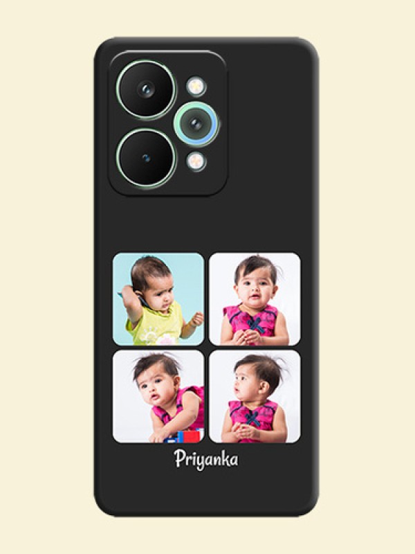 Floral Art with 6 Image Holder on Photo On Space Black Custom Soft Matte Mobile Back Cover - Realme 15 5G