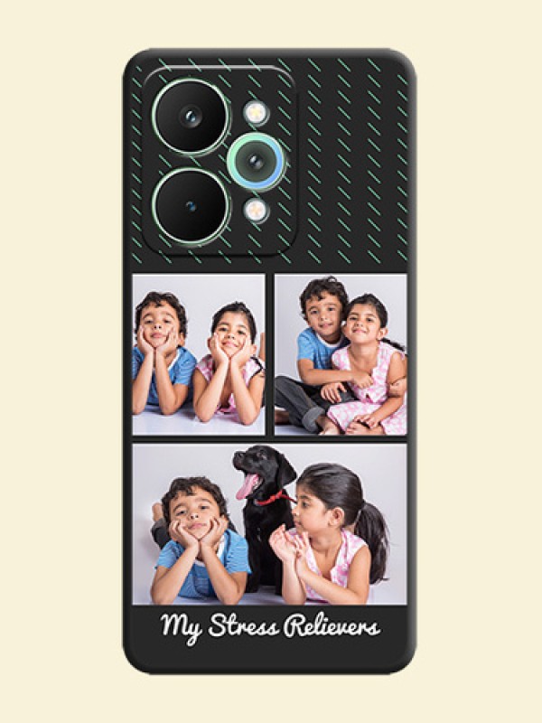 Cross Dotted Pattern with 2 Image Holder On Space Black Custom Soft Matte Mobile Back Cover - Realme 15 5G