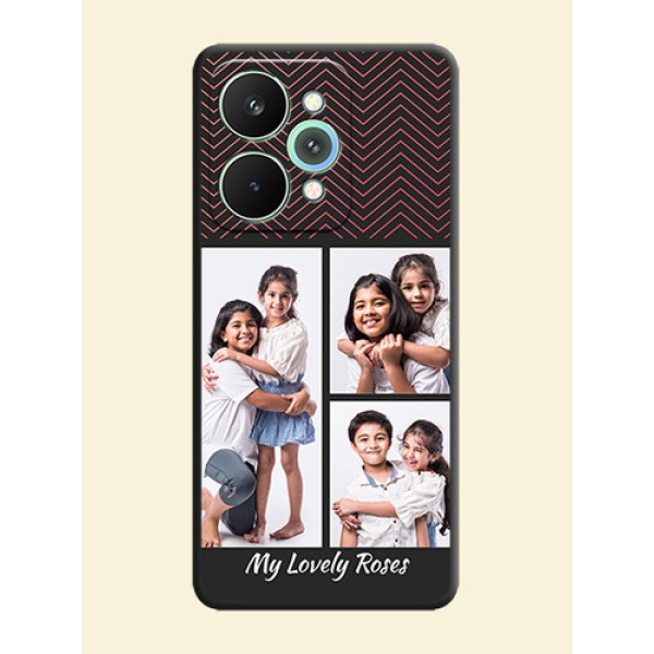 Wave Pattern with 3 Image Holder On Space Black Custom Soft Matte Mobile Back Cover - Realme 15 5G